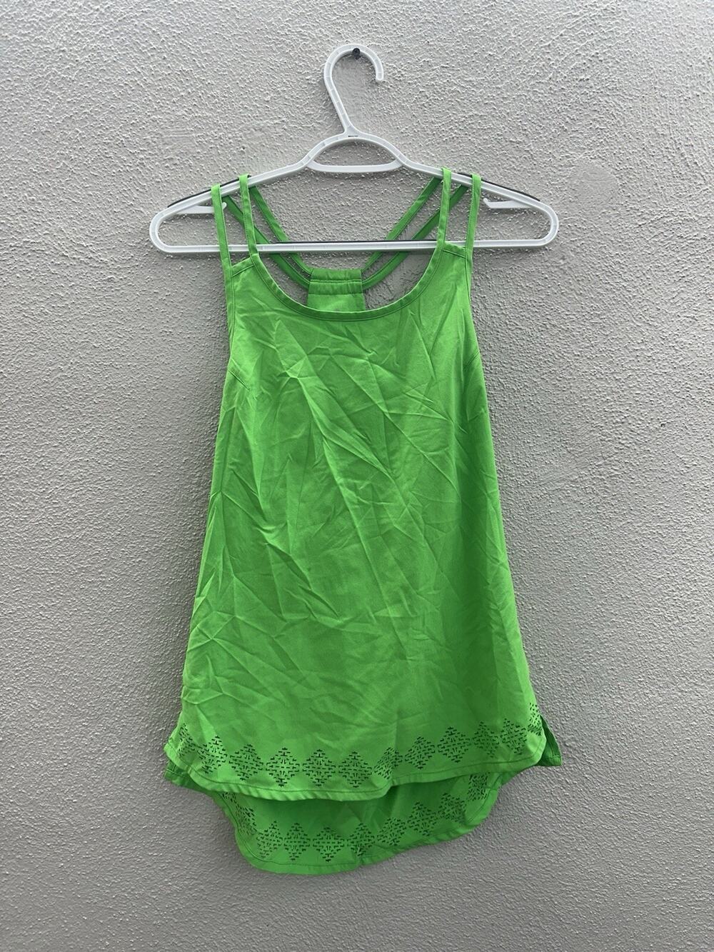 Athleta Womens Tank Top Size XS Green Racerback Sleeveless Eyelet Trim